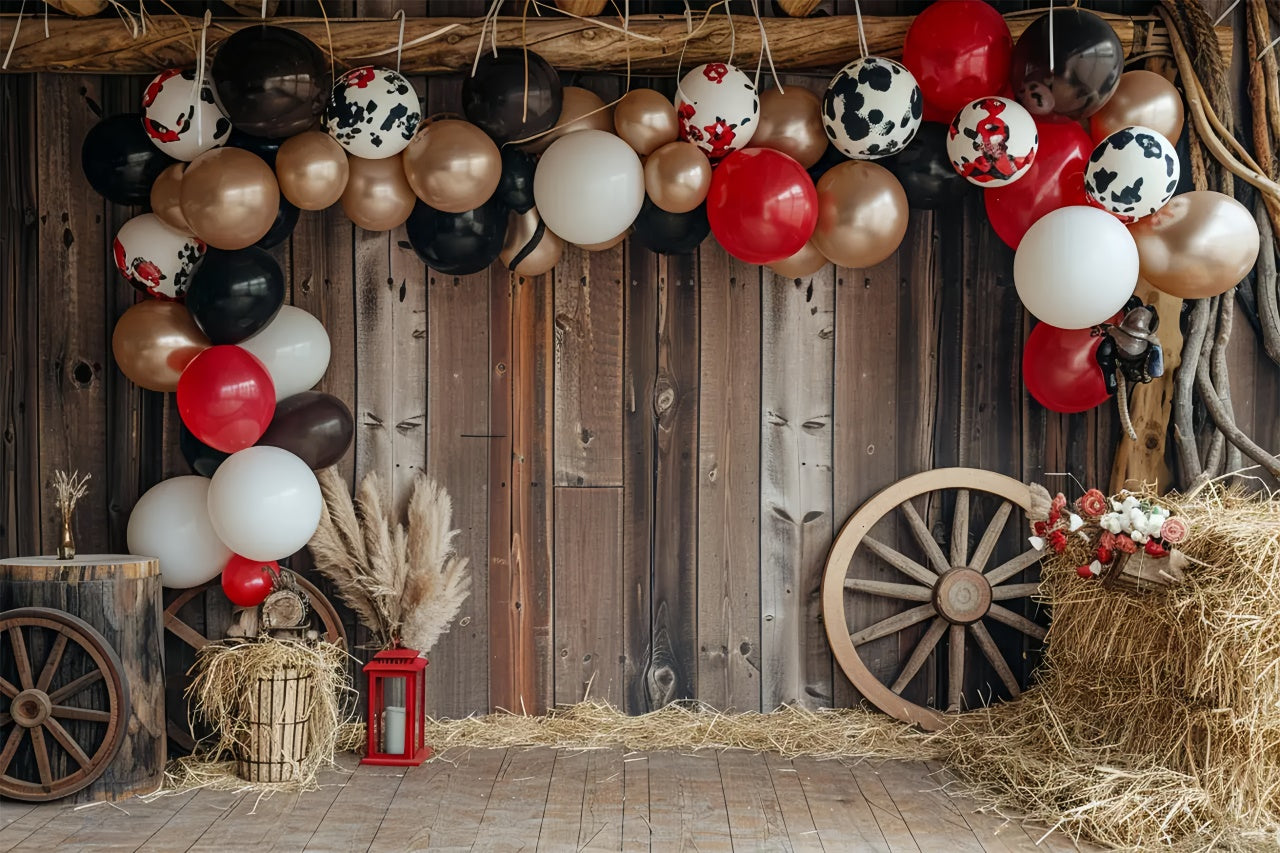 Schwarz Weiß Goldener Ballon Scheune Herbst Hintergrund BRP7-148