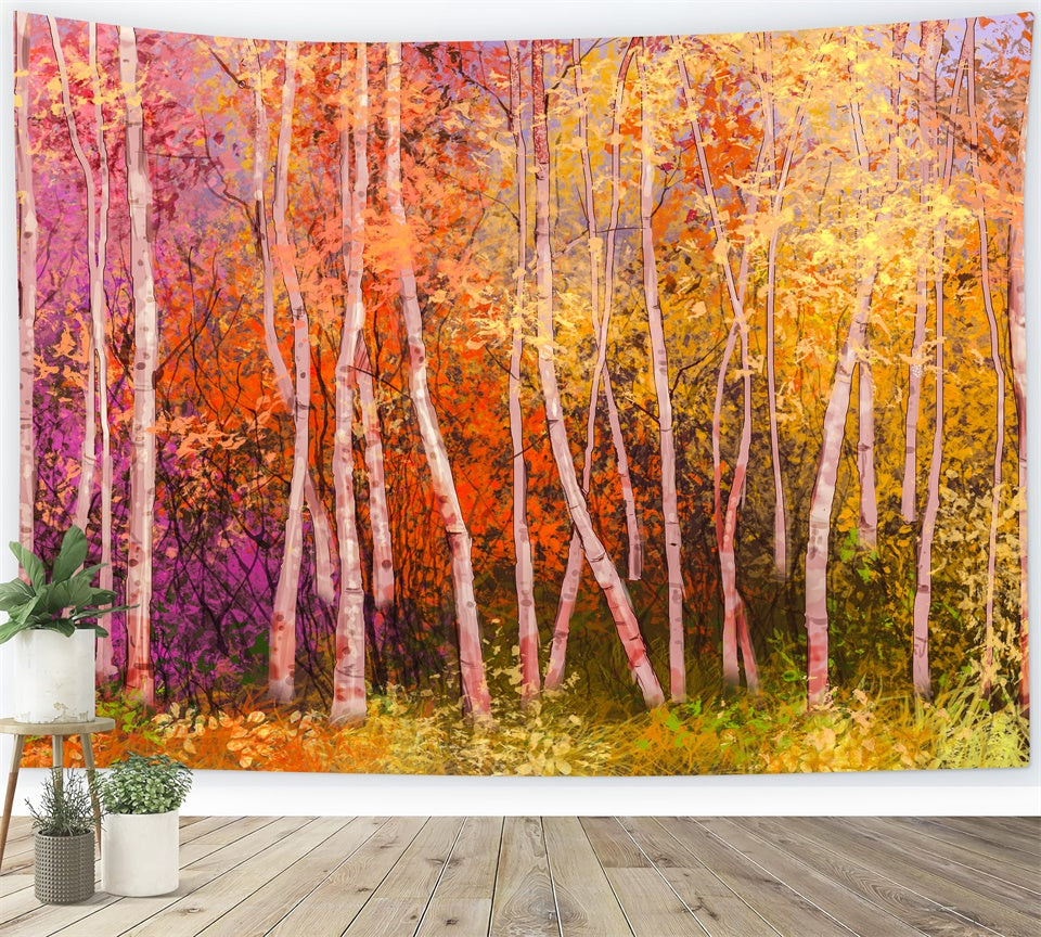 Bunte Herbst Birke Wald Hintergrund für die Fotografie BRP7-197