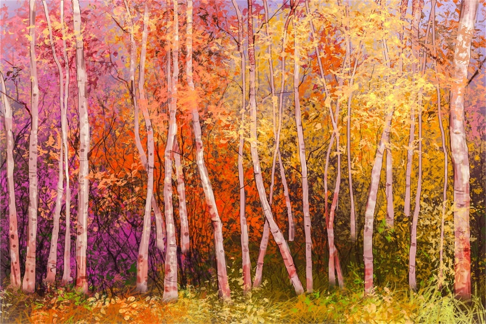 Bunte Herbst Birke Wald Hintergrund für die Fotografie BRP7-197