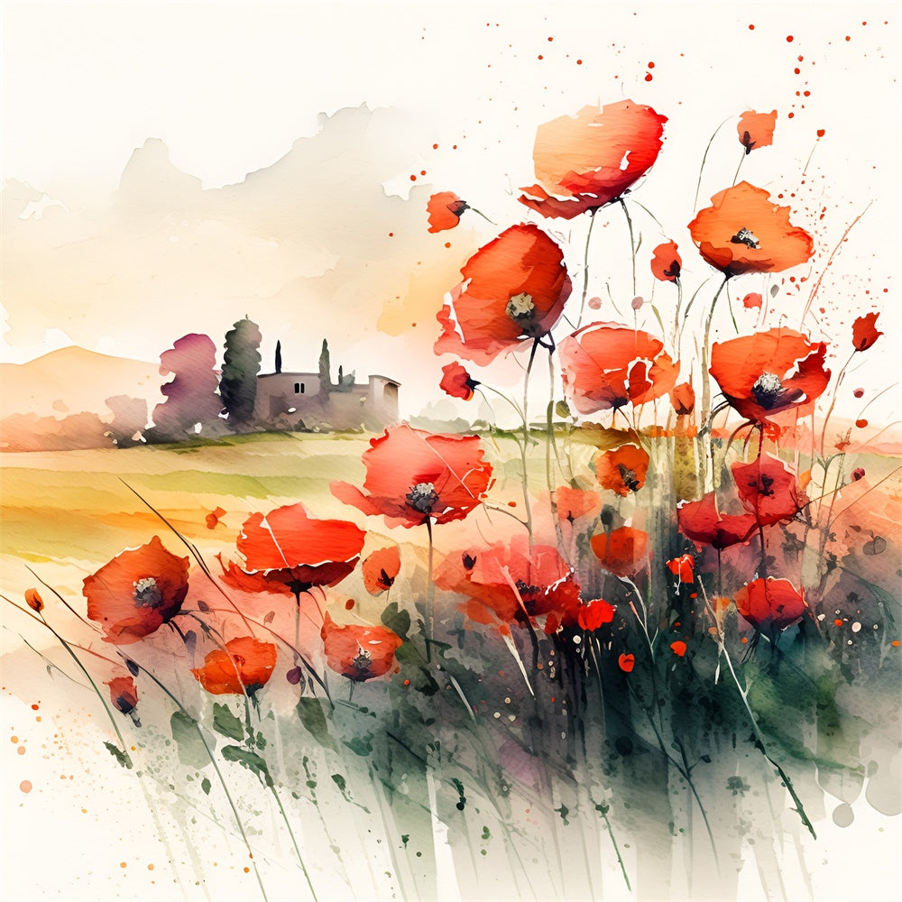 Aquarell Blumen und Landschaften Herbst Hintergrund BRP7-198