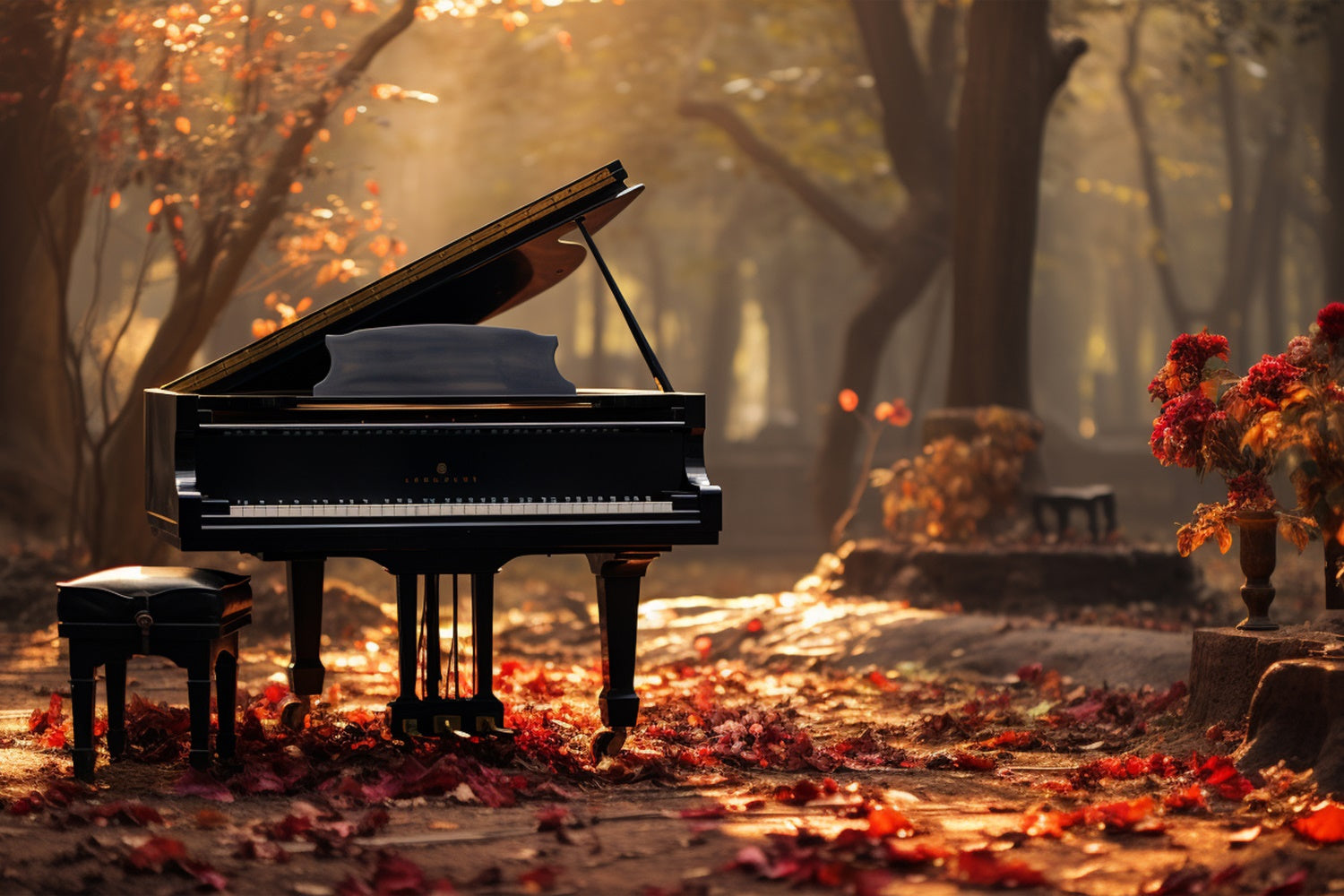 Melodischer Herbstweg mit Klavier Fotohintergrund BRP7-199