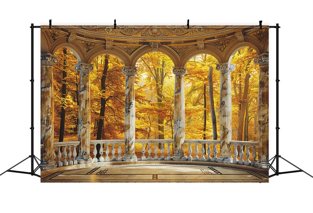 Goldenes Herbstlaub mit Marmorbögen Hintergrund BRP7-213