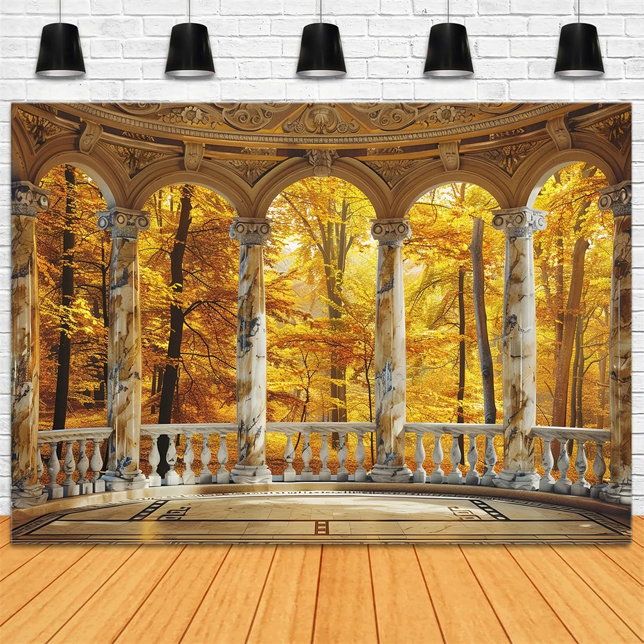 Goldenes Herbstlaub mit Marmorbögen Hintergrund BRP7-213