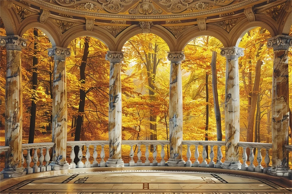 Goldenes Herbstlaub mit Marmorbögen Hintergrund BRP7-213