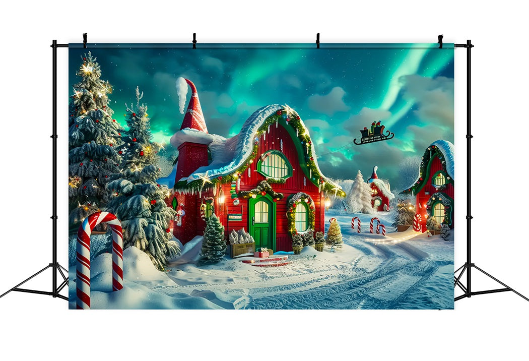 Weihnachts-Elfenhaus mit Aurora Hintergrund BRP7-218