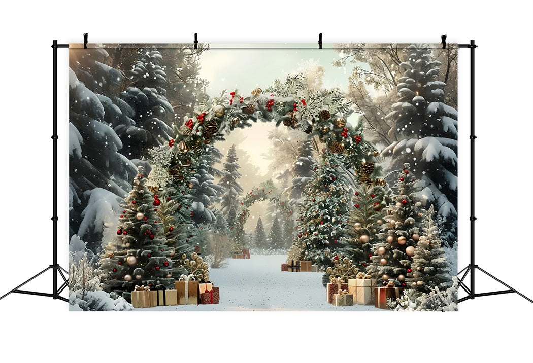 Weihnachtlicher verzauberter Wald-Geschenk-Bogen Hintergrund BRP7-219