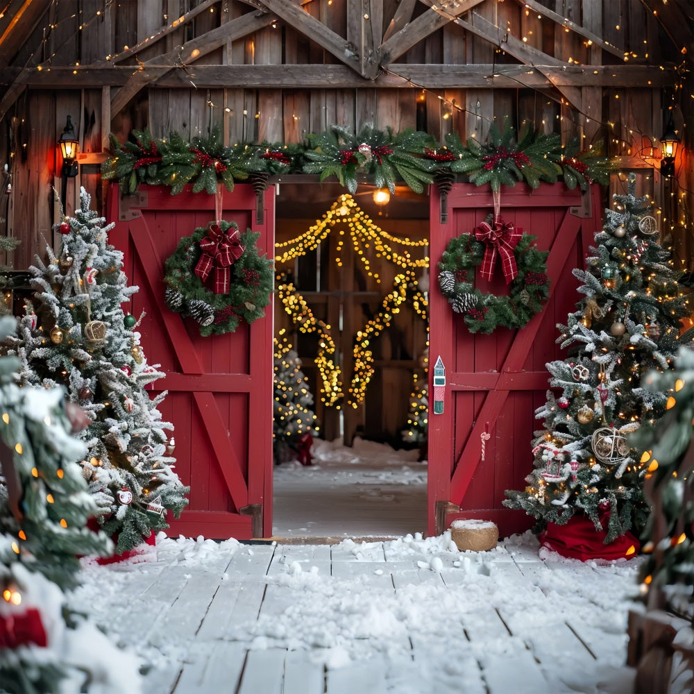 Weihnachten Rot Scheune Eingang Hintergrund BRP7-224