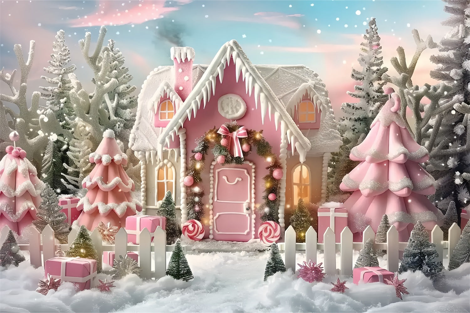 Weihnachten Rosa Frost Fantasy Hintergrund BRP7-229