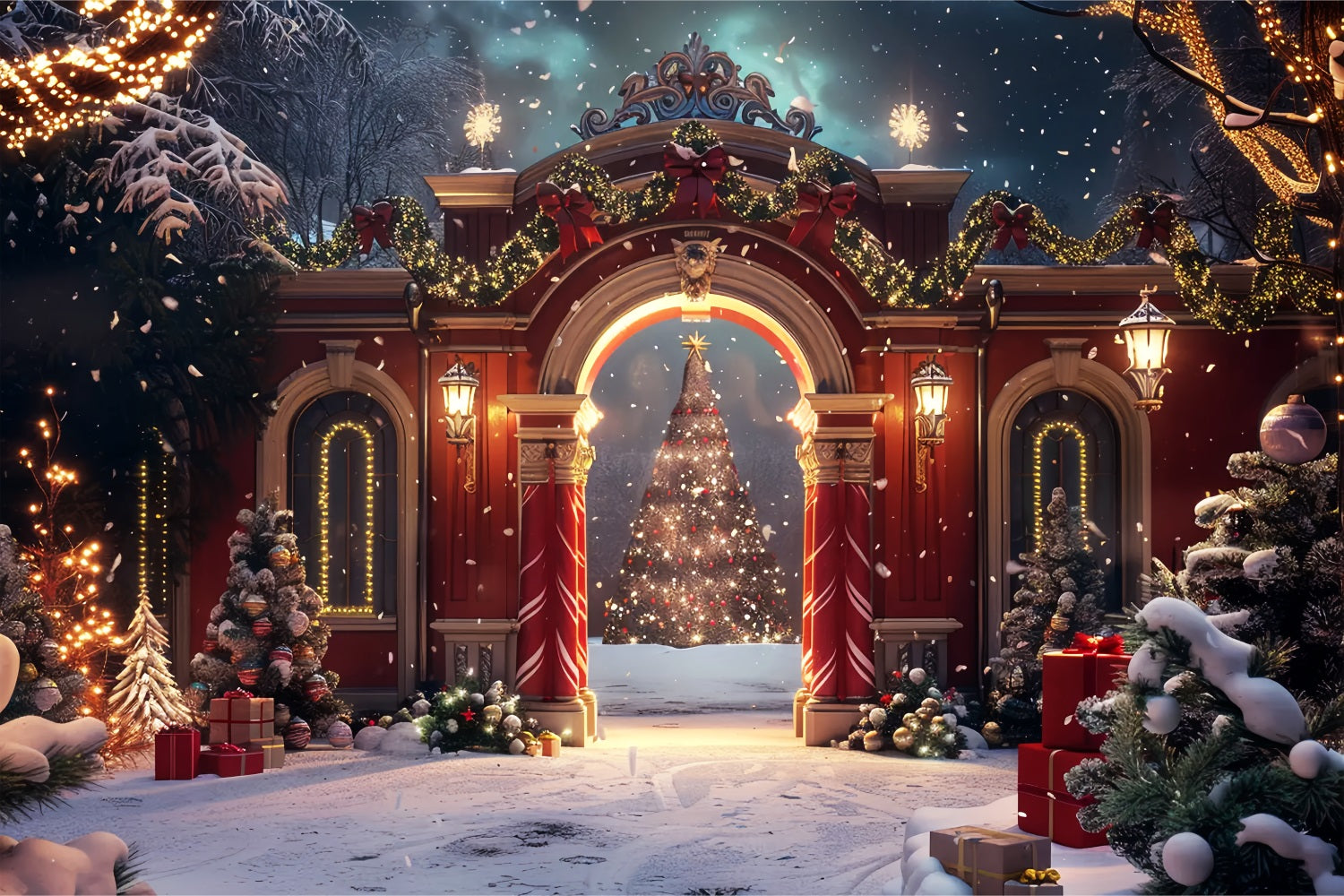 Weihnachten Elegant Arch Decor Hintergrund BRP7-232