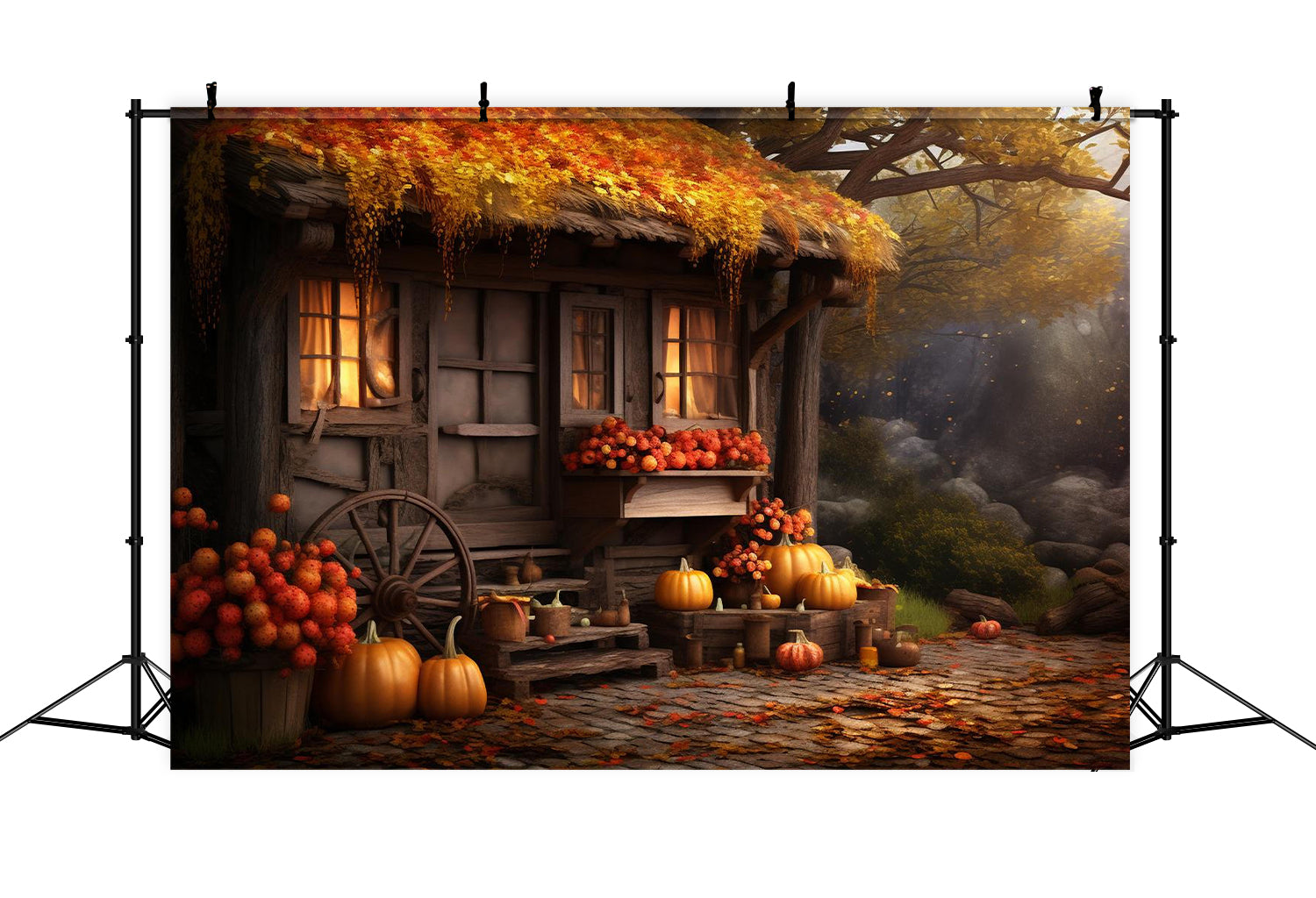 Herbst Alte Kürbis Haus Fotografie Hintergrund BRP7-73