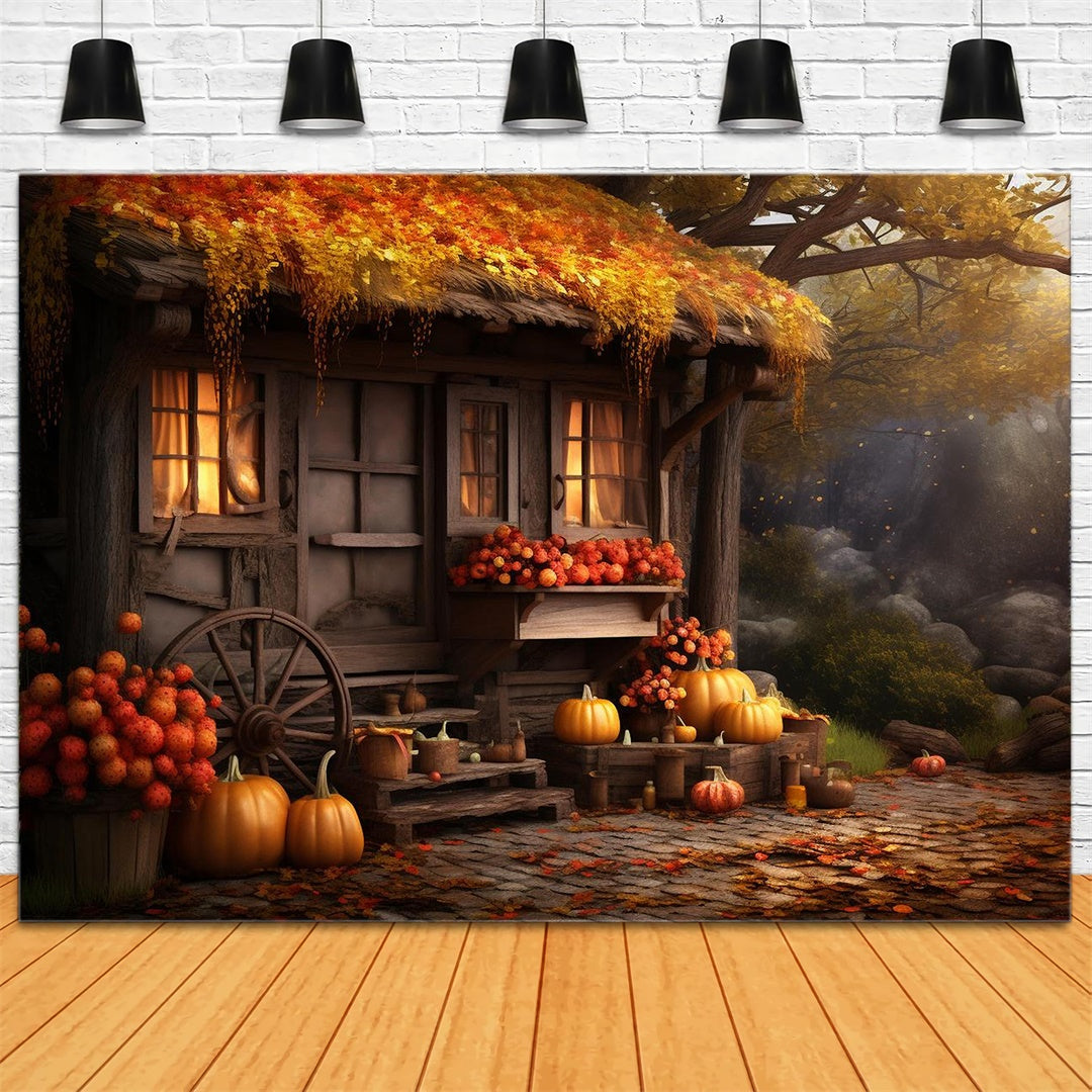 Herbst Alte Kürbis Haus Fotografie Hintergrund BRP7-73