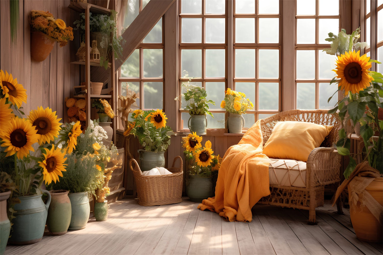 Herbst Sonnenblume Zimmer Hintergrund für Fotografie BRP7-76