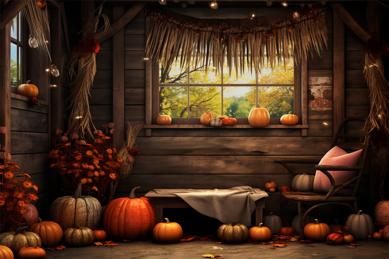 Herbst Kürbis Scheune Fenster Kulisse BRP7-81