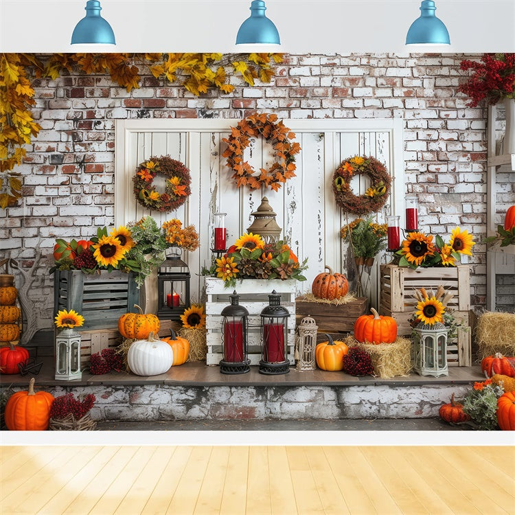 Withe Tür Kürbis Herbst Hintergrund BRP7-92
