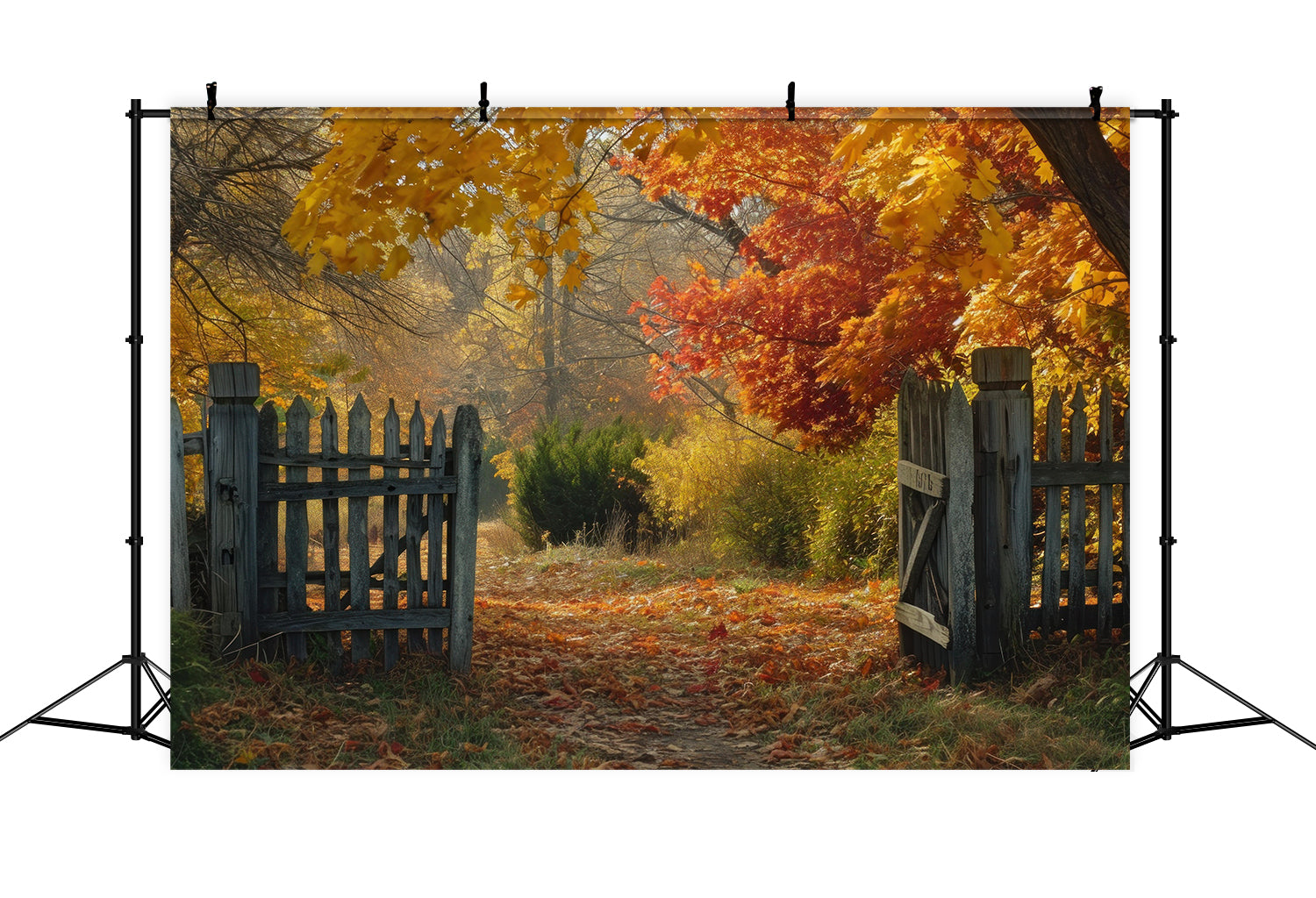 Herbst Rot Ahorn Zaun Hintergrund für Fotografie BRP7-95