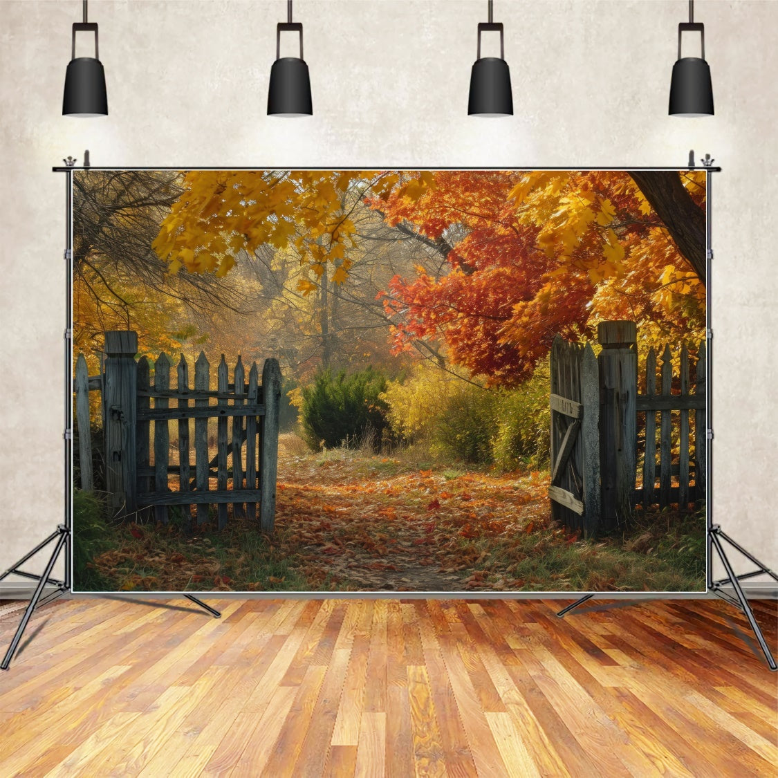 Herbst Rot Ahorn Zaun Hintergrund für Fotografie BRP7-95
