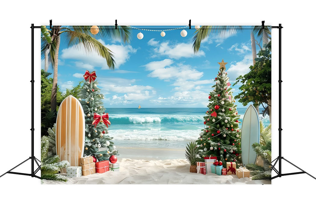 Weihnachtspalmen und Surf Hintergrund BRP8-1