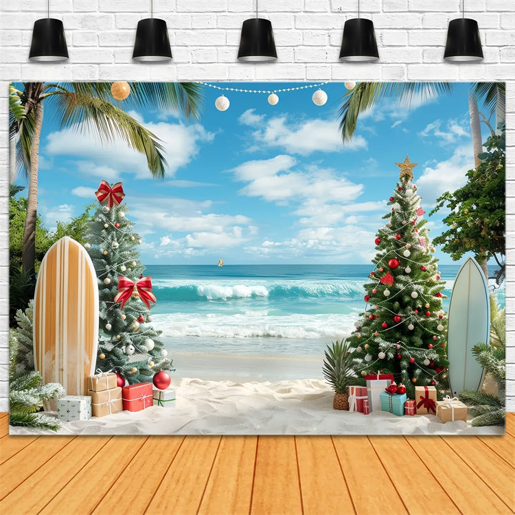 Weihnachtspalmen und Surf Hintergrund BRP8-1