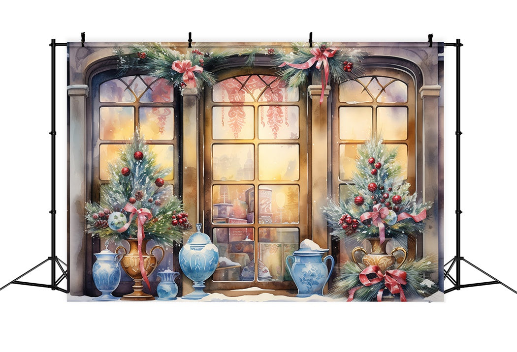 Vintage Weihnachten Fenster Blick Hintergrund BRP8-105