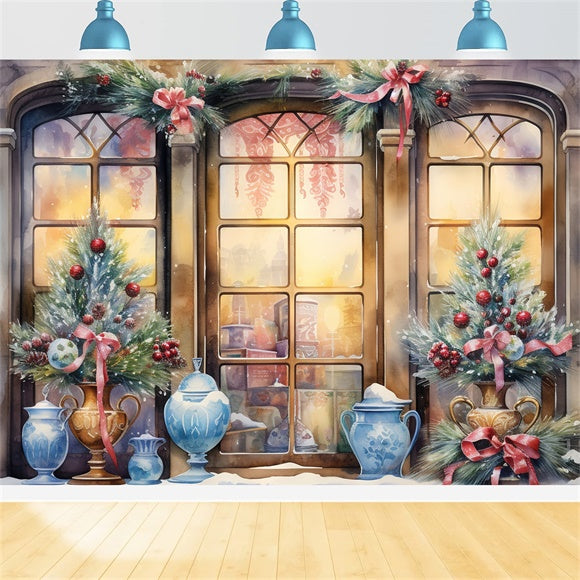 Vintage Weihnachten Fenster Blick Hintergrund BRP8-105