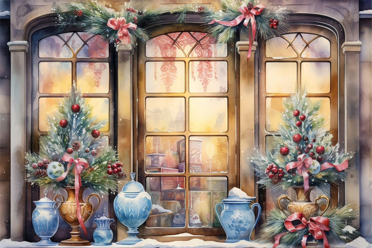 Vintage Weihnachten Fenster Blick Hintergrund BRP8-105