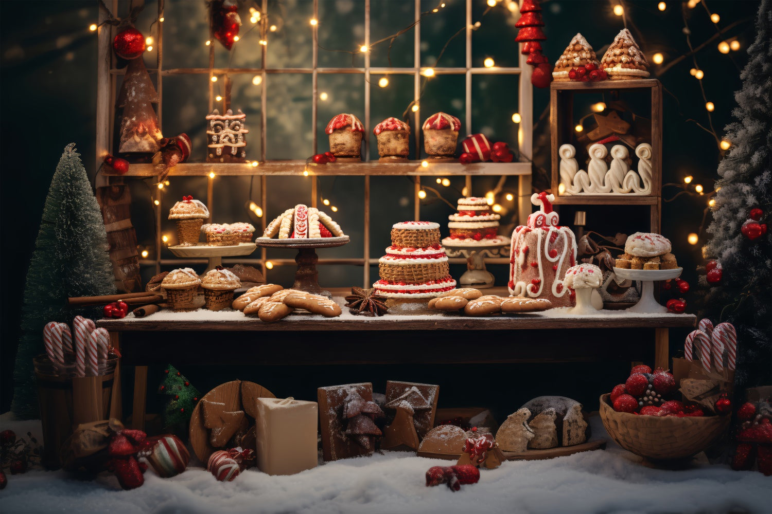 Weihnachtlicher Desserttisch mit Lichterkette BRP8-129