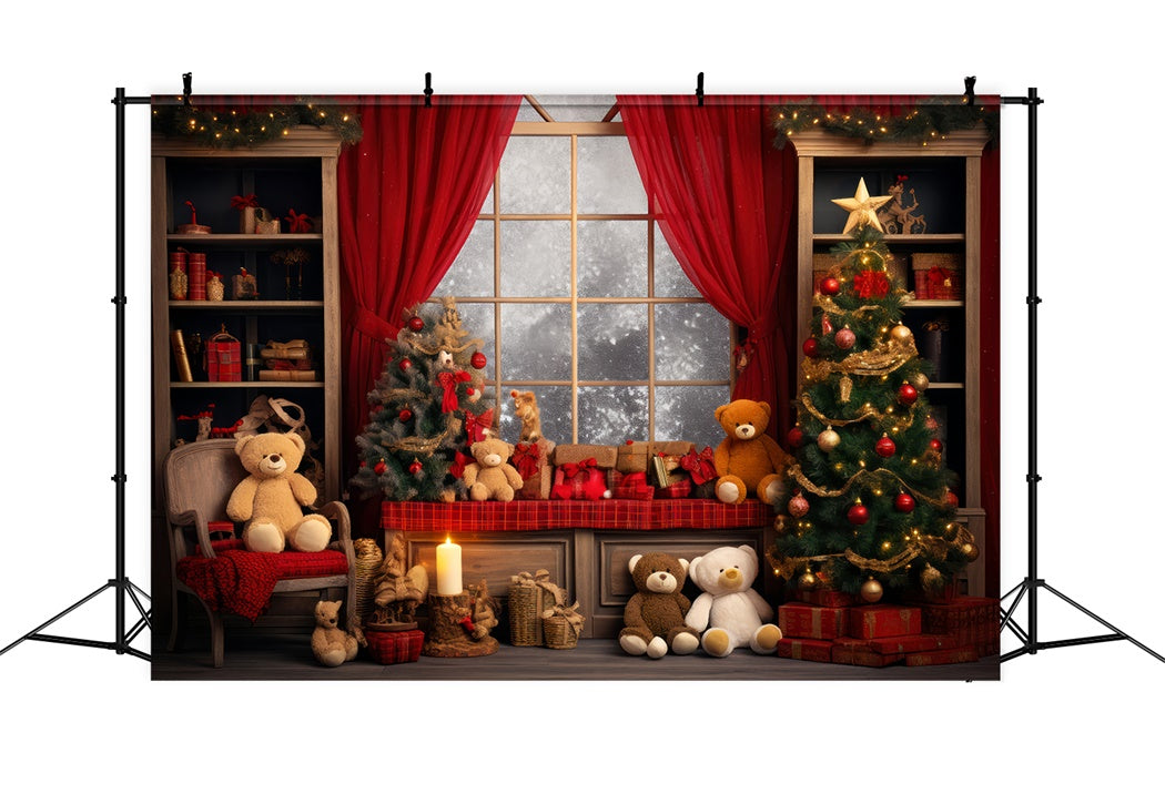 Weihnachten Teddybär gemütliches Wohnzimmer Hintergrund BRP8-131