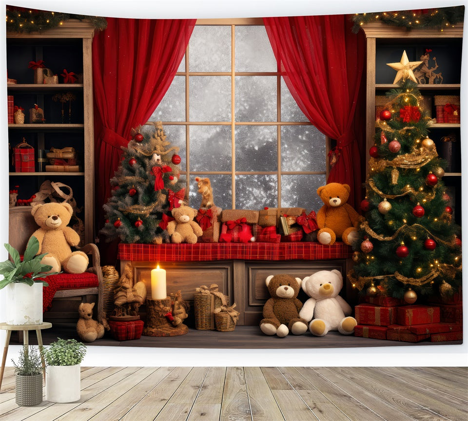 Weihnachten Teddybär gemütliches Wohnzimmer Hintergrund BRP8-131