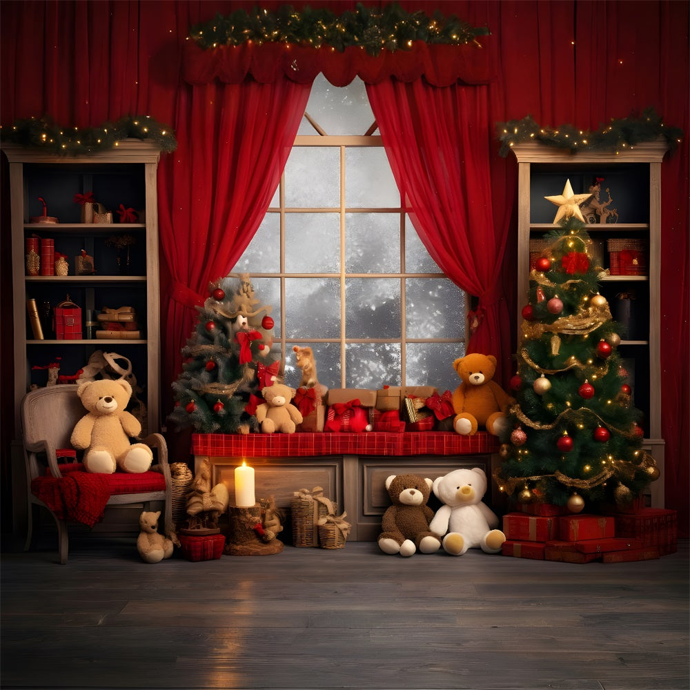 Weihnachten Teddybär gemütliches Wohnzimmer Hintergrund BRP8-131