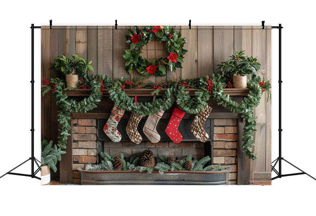 Klassischer Weihnachtsmantel Girlande Backdrop" BRP8-142