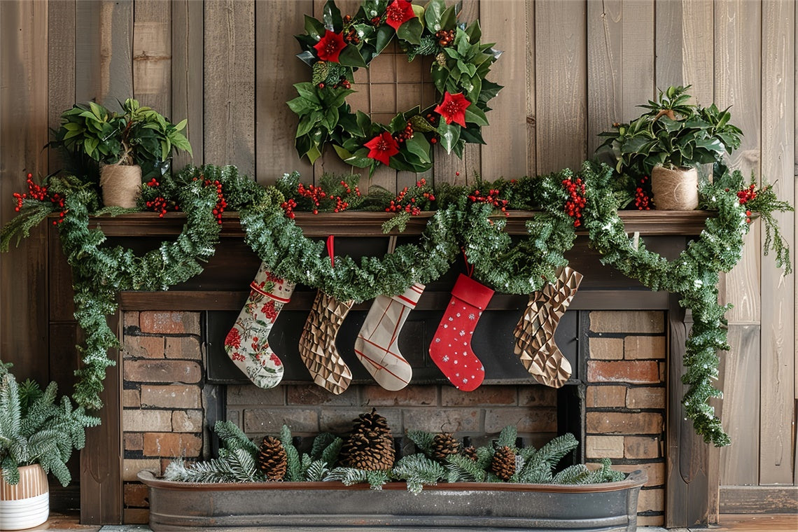 Klassischer Weihnachtsmantel Girlande Backdrop" BRP8-142