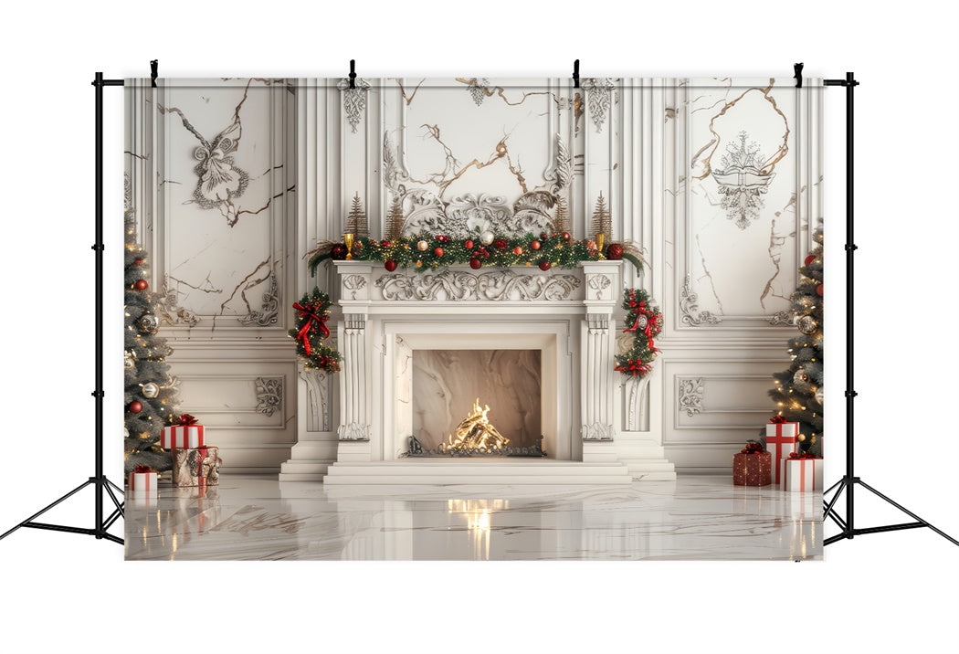 Weißer Marmor Weihnachts Eleganz Backdrop BRP8-144