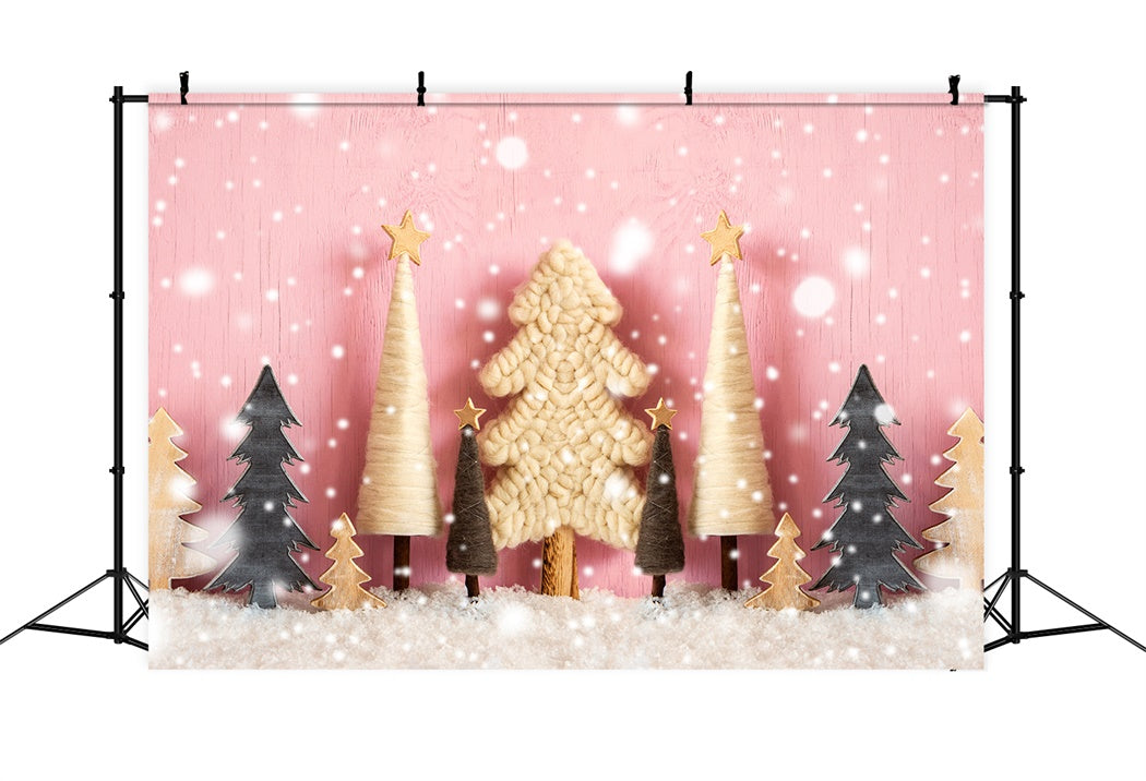 Weihnachtsbaum Schneefall Rosa Backdrop BRP8-154