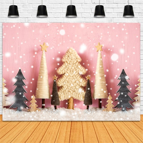 Weihnachtsbaum Schneefall Rosa Backdrop BRP8-154