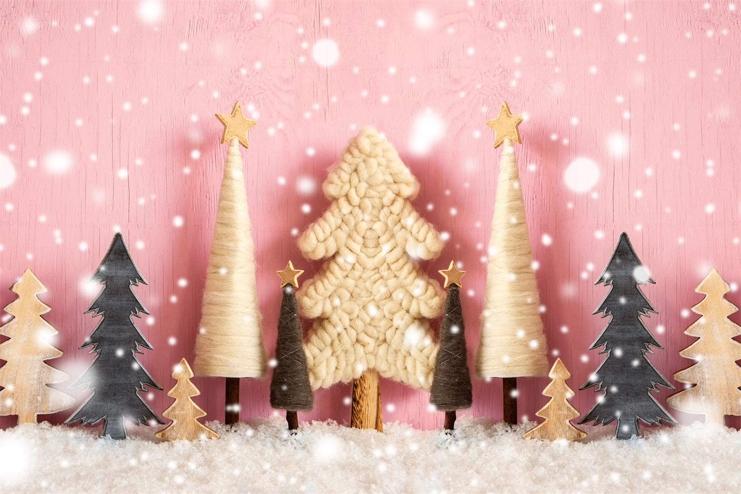 Weihnachtsbaum Schneefall Rosa Backdrop BRP8-154