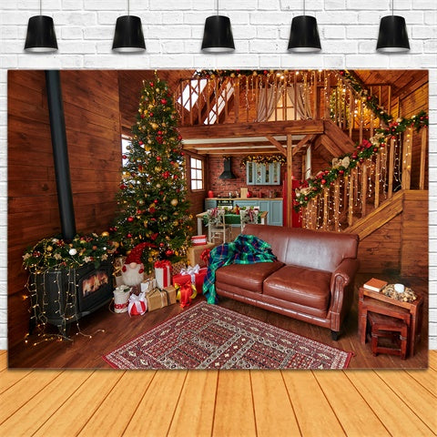 Weihnachten Warmes Holz Wohnzimmer Backdrop BRP8-158