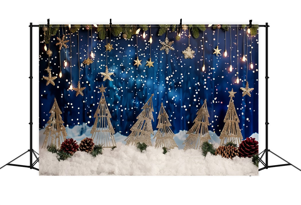 Weihnachten Golden Snowflakes Dream Hintergrund BRP8-27