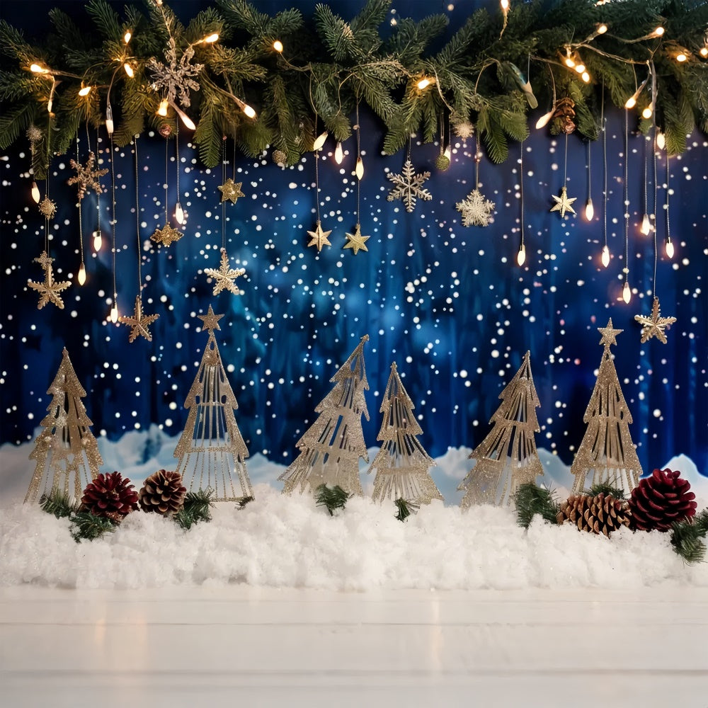 Weihnachten Golden Snowflakes Dream Hintergrund BRP8-27