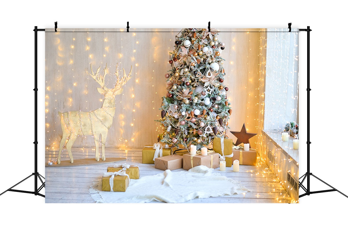 Weihnachtsbaumzimmer mit Rentier Holz Hintergrund BRP8-322