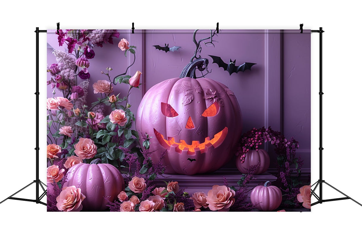 Pastellfarbener Kürbis und Rosen Halloween-Hintergrund BRP8-340