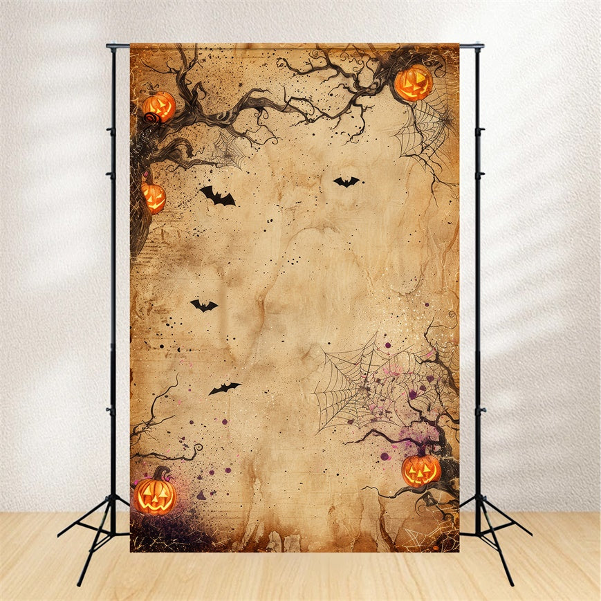 Gruselige Halloween-Spinnennetz-Kürbis-Hintergrundkulisse BRP8-347