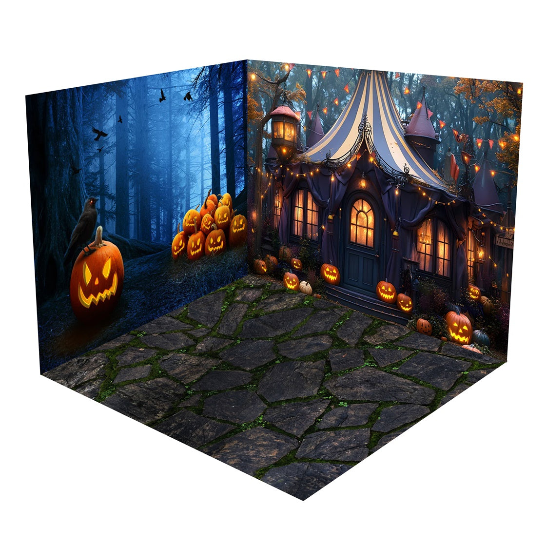 Jack-O'-Lanterns Wald Zirkus Lichter Halloween Hintergrund Zimmerset BRP8-363