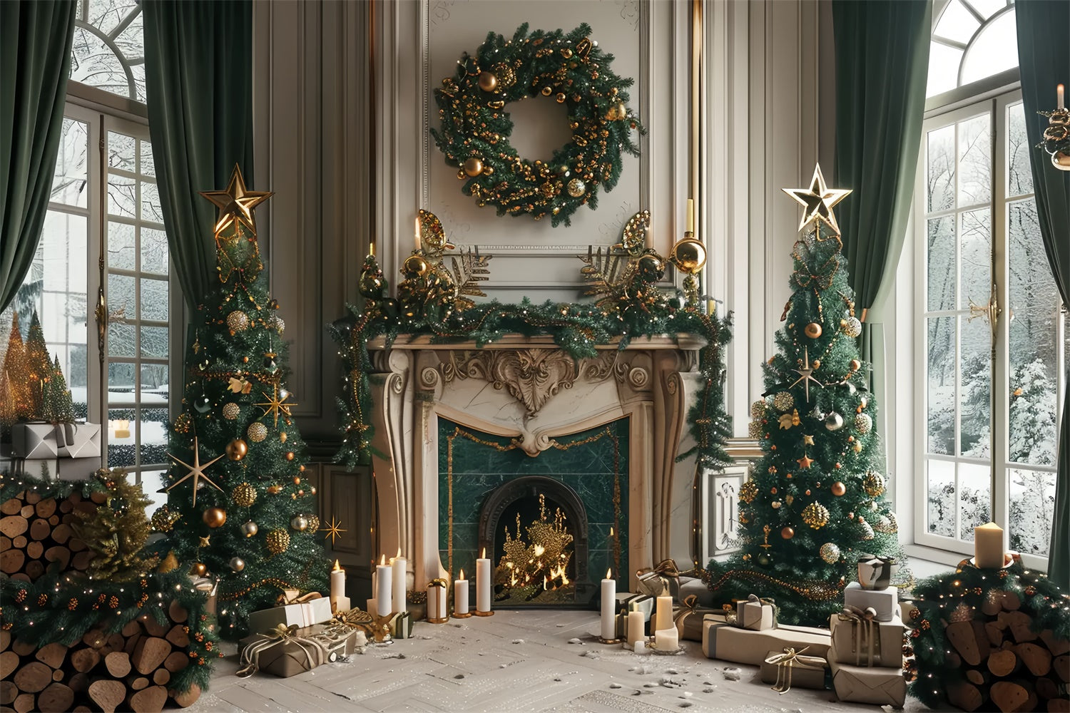 Weihnachten Warm Hearth Celebration Backdrop BRP8-37