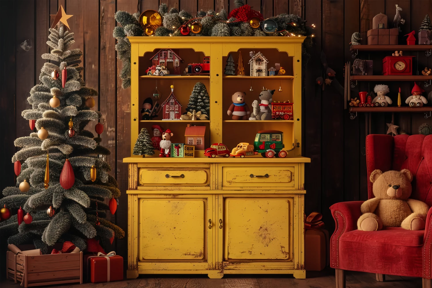 Weihnachten Vintage Spielzeug Display Hintergrund BRP8-7