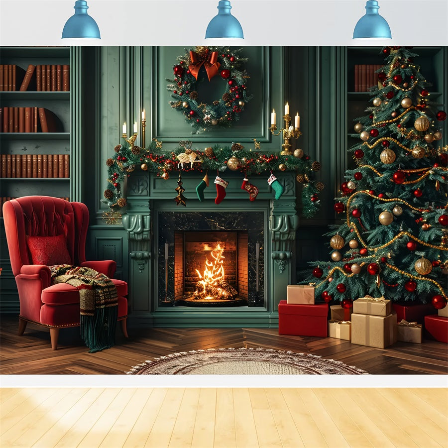 Weihnachten Eleganter Kamin Charme Hintergrund BRP8-8