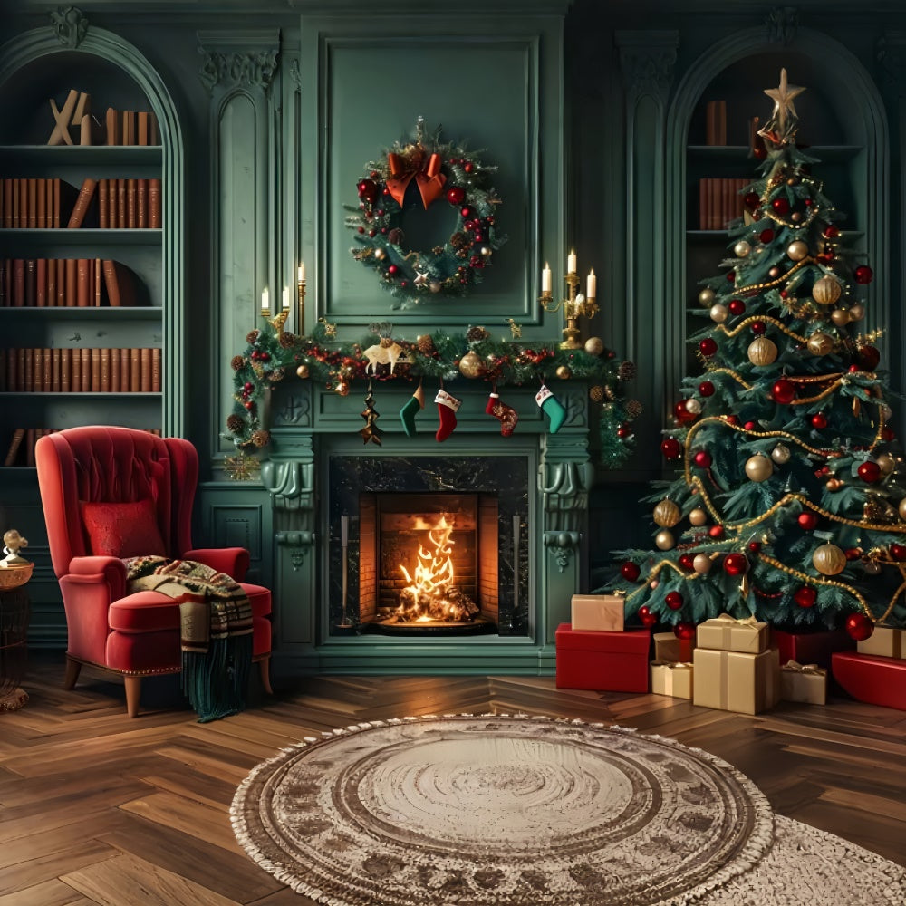 Weihnachten Eleganter Kamin Charme Hintergrund BRP8-8