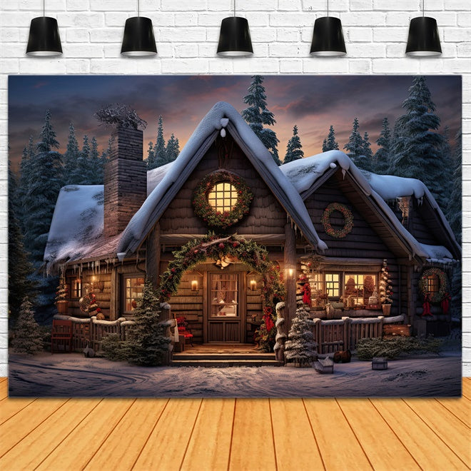 Weihnachten Warm Woodland Cottage Backdrop BRP8-80