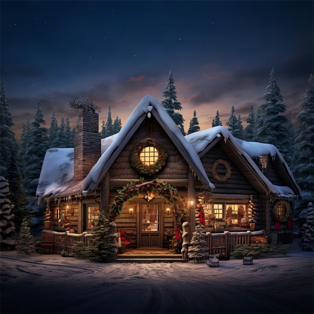 Weihnachten Warm Woodland Cottage Backdrop BRP8-80