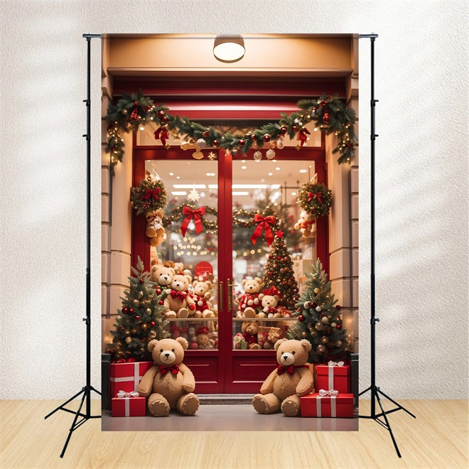 Weihnachten Teddybär Shop Fenster Hintergrund BRP8-81