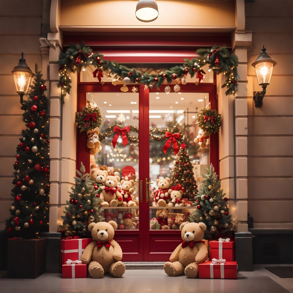 Weihnachten Teddybär Shop Fenster Hintergrund BRP8-81